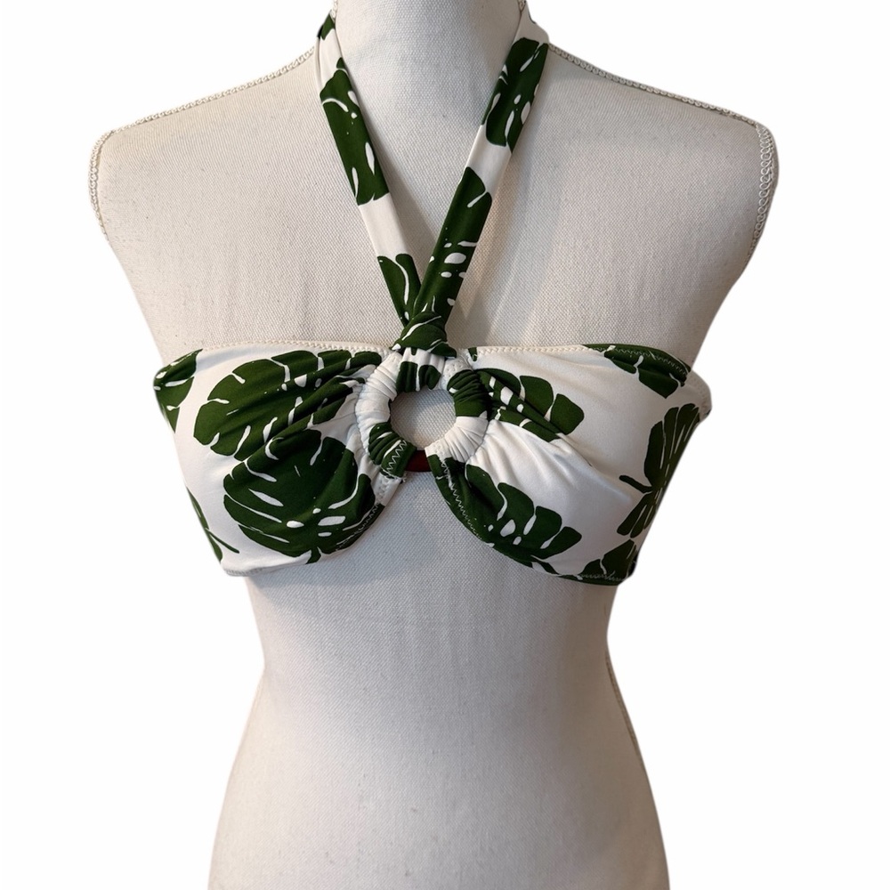 Loft Beach Leaf Print Halter Bandeau Bikini Top